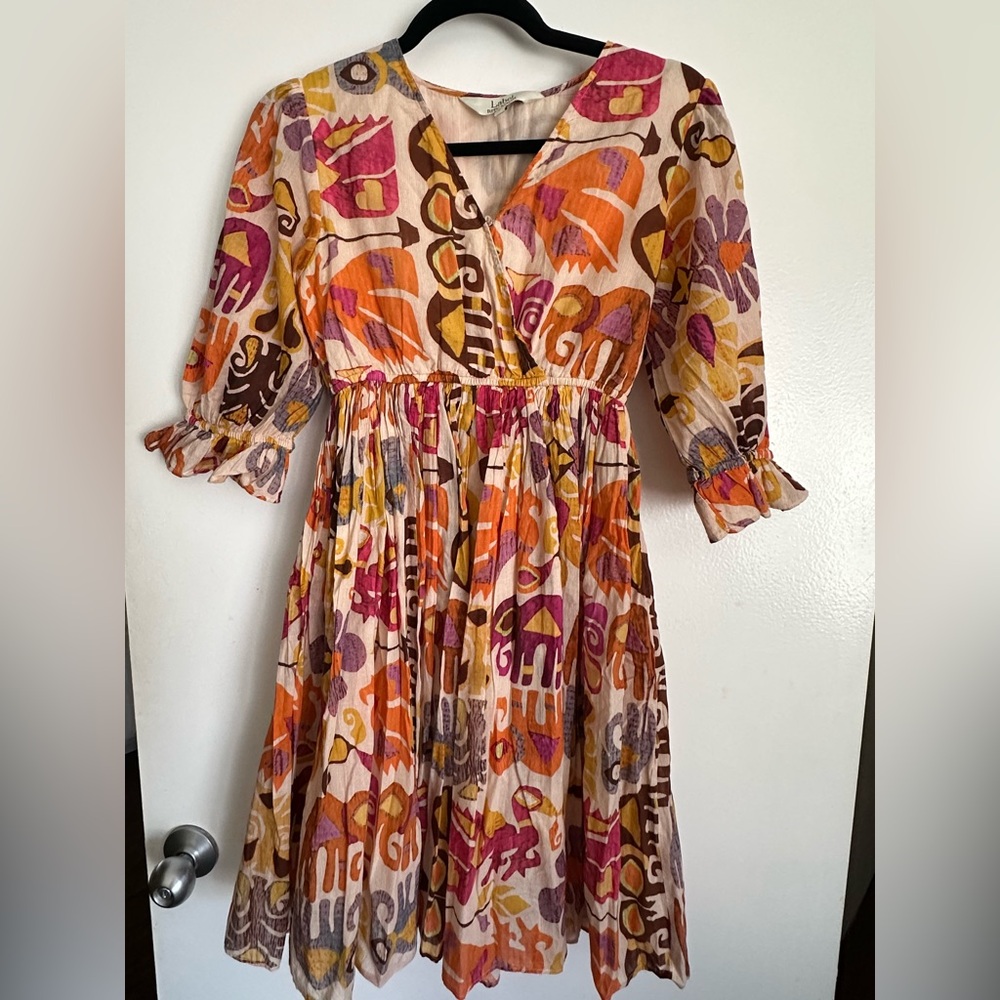 100%cotton Label Ritu Kumar Abstract Print Women's Dress in size S